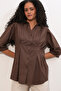 Women's Long Waist-Slit Shirt 1506 - Brown - 3