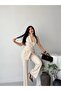 Women's Double-Breasted Belted Sleeveless Jacket and Classic Trousers Two-Piece Set - 2
