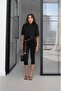 Black Valen Linen Short Sleeve Blazer Jacket - 4