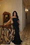 Black Gorria Straps Glitter Fabric Long Evening Dress Ate-4469 - 2