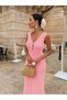Women's Strappy V-Neck Long Dress Knit Dress - 2