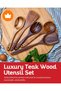 Wooden Spoons for Cooking Set of 6 - Teak Wood Kitchen Utensil Set, FSC Certified Non Toxic Wooden Cooking Utensils - 2