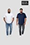 طقم تي شيرت رجالي أساسي برقبة دائرية مقاس كبير مكون من قطعتين 3XL-6XL SPR26BTS510+2