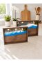 Handmade Epoxy Sea-Themed Presentation Set – 2 Wooden Bamboo Trays + 2 Cups (4 Pieces) (20X30Cm- 25X35Cm- Depth: 2cm) - 6