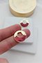 Burgundy Sesdefli Round Gold Women's Earrings - 2