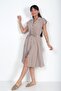 Women's Buttoned Front Modal Midi Safari Dress with Pockets - 3
