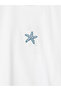 Xside White Embroidered 100% Cotton Women's T-Shirt - 6