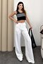 Set of 2 Linen Blend Loose Fit Women's Trousers White and Brown - 4