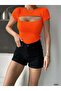 Orange Window Detail Short Sleeve Blouse Tr284