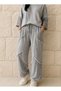 Women's Linen Cotton Fabric Mesh Pocket Trukavar Sleeve Blouse and Mesh Detailed Tasseled Trousers 2-Piece Combination with Surprise Bracelet Gift - 4