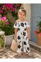 Girl's Floral Patterned Off-Shoulder Top and Bottom Set