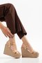 Genuine Leather Women's Espadrille Heeled Shoes Size 33-34-35-41-42