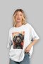 For Dog Lovers 27 Front Dog Print White Oversize T-Shirt 100% Cotton Unisex Dog Lover Premium Design - 4