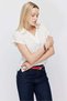 Women's Polo Neck V Cut Short Sleeve Blouse - 5
