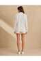 Women's White Italian Lace Textured Romantic Brode Shirt - 5