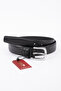 Unisex Original Leather Belt Black 3 cm Silver Buckle Genuine Leather Belt - 2