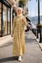 Women's Buttoned Patterned Modal Yellow Dress - 4