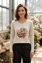 Women's Plus Size Lycra Crew Neck Floral Printed Long Sleeve Mom T-Shirt Combed Cotton Blouse