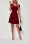 Women's Short Sleeve Square Collar Short Imported Crepe Dress - 4