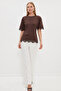 Loose T-Shirt with Lace on the Sleeves and Hem - 7