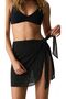 Women's Black and Black Glittery Tie-Up Shiny Pleated Beach Pareo