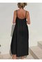Women's Rope Strap Round Neck Slit Long Muslim Dress - 3