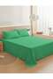 3‑Piece Premium Microfiber Bed Sheet Set – Double Size Flat Sheet (230x255 cm) with 2 Pillowcases – Green - 2