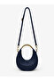 Women's Zippered Long Strap Navy Blue Shoulder and Shoulder Bag with Handle Detail - 2