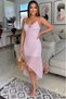 New Season Women's Rope Strap V-Neck Lined Asymmetrical Detailed Lace Midi Dress - 3