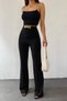 New Season Women's Chain Strap Crop Imported Crepe Blouse and Trousers Two-Piece Set - 4