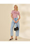 Women's Pink Paris Graphic Print Rib T-Shirt - 5