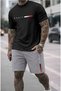 T-Shirt Shorts 2-Piece Combination Thin Summer Thin Paris Printed Women's / Men's Unisex Model