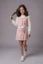 Pink Girls' Tweed Vest, Shorts and Balloon Sleeve Bodysuit 3-Piece Set 24518 - 4