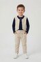 Beige Boy's 3-Piece Suit with Seersucker Fabric Vest and Trousers 24547