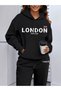 Women's London Printed Oversize Hooded Tracksuit Set Loose Fit