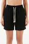Women's Black Elastic Waist Cotton Wrap Shorts