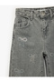 Cotton Wide-Leg Denim Trousers with Bow Embroidery Detail - 5
