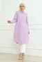 Women's Premium Extra Long Daily Lilac Polo Collar Hijab Shirt Dress - 4