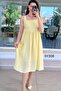 Square Collar Tencel Muslin Fabric Dress 6Y308 - 3