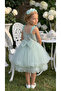 Green Lace Floral Girl Evening Dress - 3