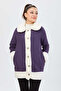 Women's Purple Jacket with Solid Jacket Collar - 13095 - 2