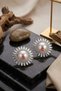 Evening Dress Zircon Baguette Stone Pearl Flower Earrings 3 Cm. - 2