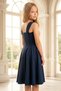 9-14 Years Old Stone Embellished Detailed Crepe Fabric Children's Evening Dress Graduation Dress with Elastic Back Mdv320A - 5