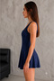 Lycra Combined Shorts, Chest Padded Skirted Dress Swimsuit Women's Swimsuit Navy Blue - 5