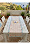 No Bad Vibes Written Evil Eye Beaded Summer Themed Runner - 45X145Cm - Decorative Runner with Evil Eye Beads