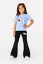 Girls' Spanish Flared Leggings and Printed T-Shirt Set Casual Sports Combination Comfortable Fit