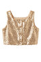 Gold Square Collar Sequined Sleeveless Crop Blouse for Girls - Cintia - 3