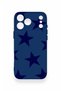 iPhone 17 Pro Max Compatible Navy Blue Star Pattern Silicone Case - 2