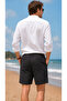 Men's 100% Cotton Linen Textured Lace-Up Elastic Waist Summer Shorts Black - 3