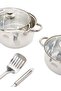 6-Piece Cookware Set - Durable Stainless Steel Induction Base Pots, Pans, Kitchen Utensils Set - 6